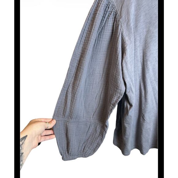 Velvet By Graham & Spencer Guaze Cotton Puff Sleeve Blouse - Picture 2 of 5